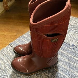 Pink Plaid Rain Boots